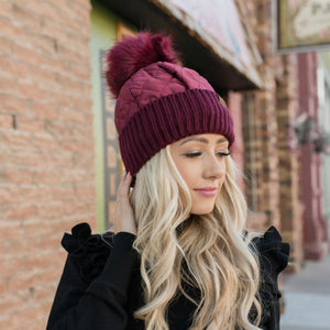 CC Quilted Pom Beanie ( HAT-1739 )