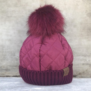 CC Quilted Pom Beanie ( HAT-1739 )