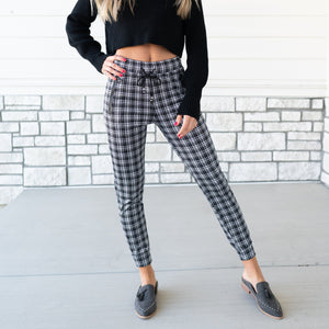 Comfy Plaid Print Jogger ( CH22 )