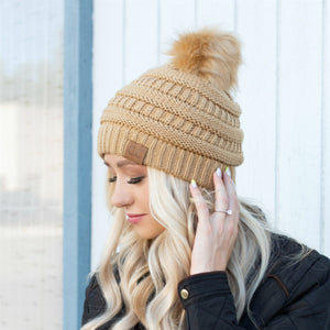 CC Trending Beanie w/ Tan Pom ( HAT-43 )