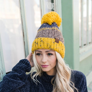 CC Yarn Pom Detailed Beanie ( HAT-2214 )