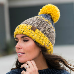 CC Yarn Pom Detailed Beanie ( HAT-2214 )