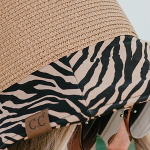 CC Zebra Print Straw Bucket Hat ( ST-3927 )