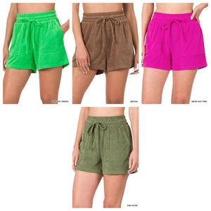 Terry Drawstring Waist Shorts With Pockets ( TP-5128 )