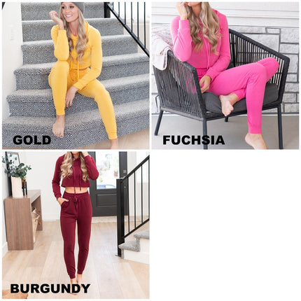 French Terry Cropped Jacket/Jogger Loungewear ( FT-CROP-SET )