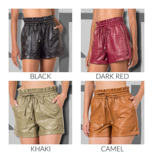 Vegan Leather Croc Shorts ( PP-15070 )