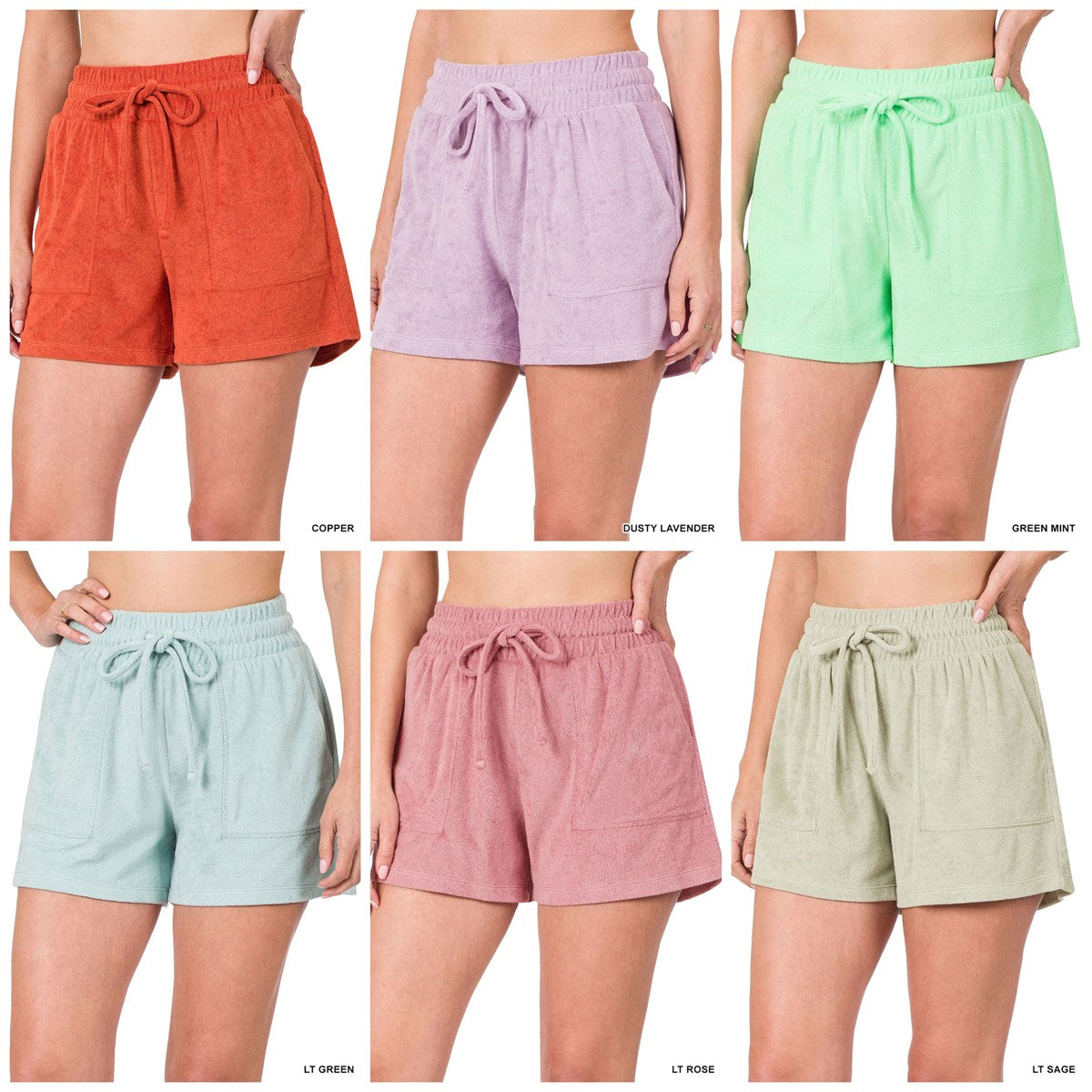 Terry Drawstring Waist Shorts With Pockets ( TP-5128 )