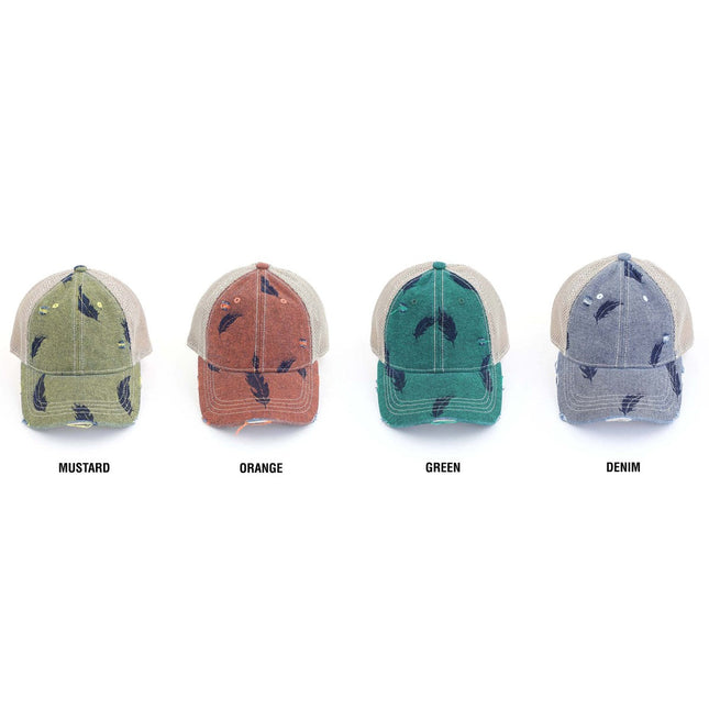 CC Leaf Motif Jacquard Denim Pony Cap ( BT-3921 )