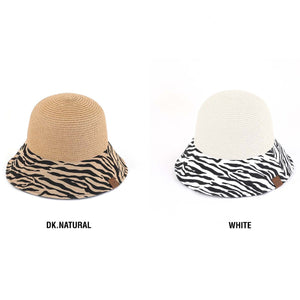 CC Zebra Print Straw Bucket Hat ( ST-3927 )