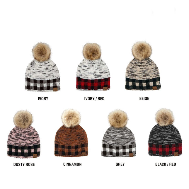 CC Fire Cozy Buffalo Plaid Beanie ( HAT-2083 )