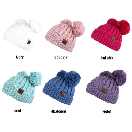CC Kids Double Pom Beanie ( KIDS-24 ) ( HAT-60 )