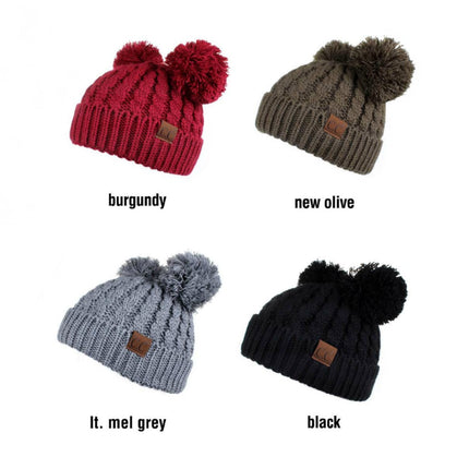 CC Kids Double Pom Beanie ( KIDS-24 ) ( HAT-60 )