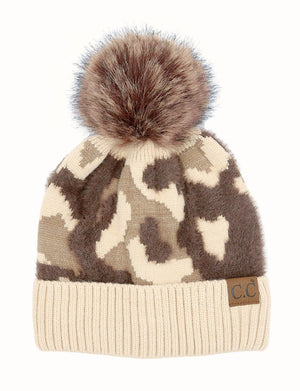 CC Chenille Abstract Print Beanie ( HAT-4005 )