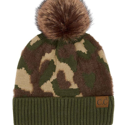 CC Chenille Camo Abstract Print Beanie ( HAT-4005 )