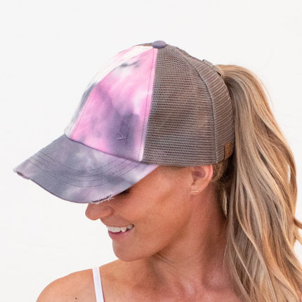 CC Tie-Dye Mesh Criss-Cross  Pony Cap ( BT-924 )