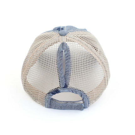 CC Leaf Motif Jacquard Denim Pony Cap ( BT-3921 )