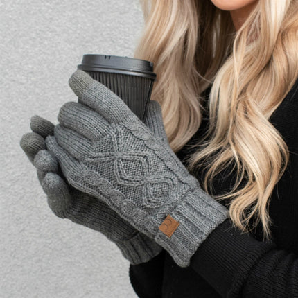 CC Cable Knit Fleece Lined Gloves ( G-707 )
