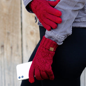 CC Cable Knit Fleece Lined Gloves ( G-707 )