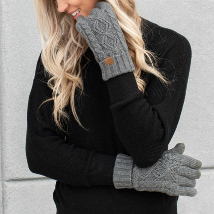 CC Cable Knit Fleece Lined Gloves ( G-707 )