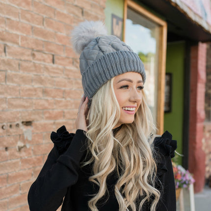 CC Quilted Pom Beanie ( HAT-1739 )