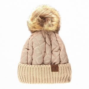 CC Quilted Pom Beanie ( HAT-1739 )