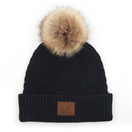 CC Criss-Cross Suede Patch Beanie ( HAT-2060 )
