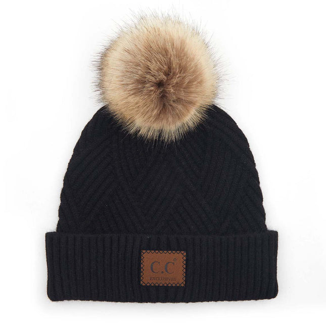 CC Criss-Cross Suede Patch Beanie ( HAT-2060 )