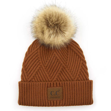 CC Criss-Cross Suede Patch Beanie ( HAT-2060 )