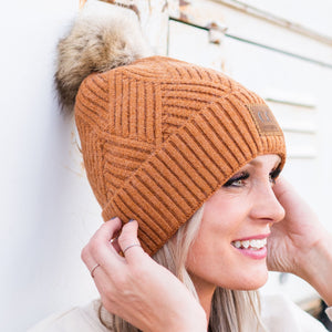 CC Criss-Cross Suede Patch Beanie ( HAT-2060 )