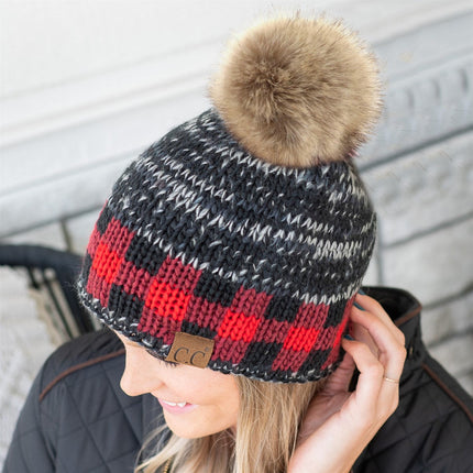 CC Fire Cozy Buffalo Plaid Beanie ( HAT-2083 )