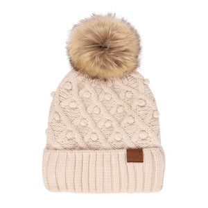 CC Crafted Pom Detail Beanie ( HAT-3836 )