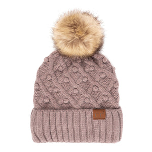 CC Crafted Pom Detail Beanie ( HAT-3836 )