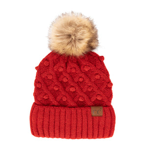 CC Crafted Pom Detail Beanie ( HAT-3836 )
