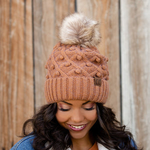 CC Crafted Pom Detail Beanie ( HAT-3836 )