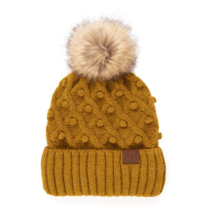 CC Crafted Pom Detail Beanie ( HAT-3836 )