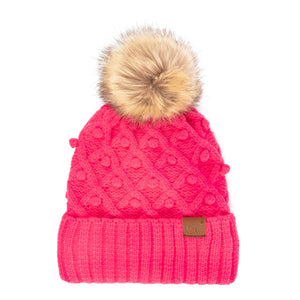 CC Crafted Pom Detail Beanie ( HAT-3836 )