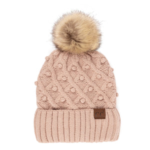 CC Crafted Pom Detail Beanie ( HAT-3836 )