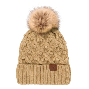 CC Crafted Pom Detail Beanie ( HAT-3836 )