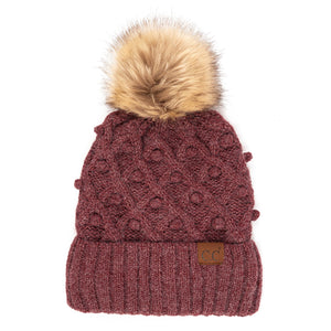 CC Crafted Pom Detail Beanie ( HAT-3836 )