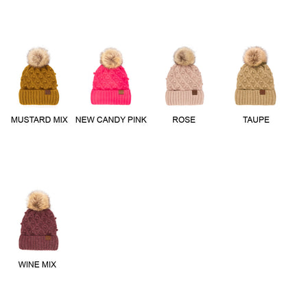 CC Crafted Pom Detail Beanie ( HAT-3836 )