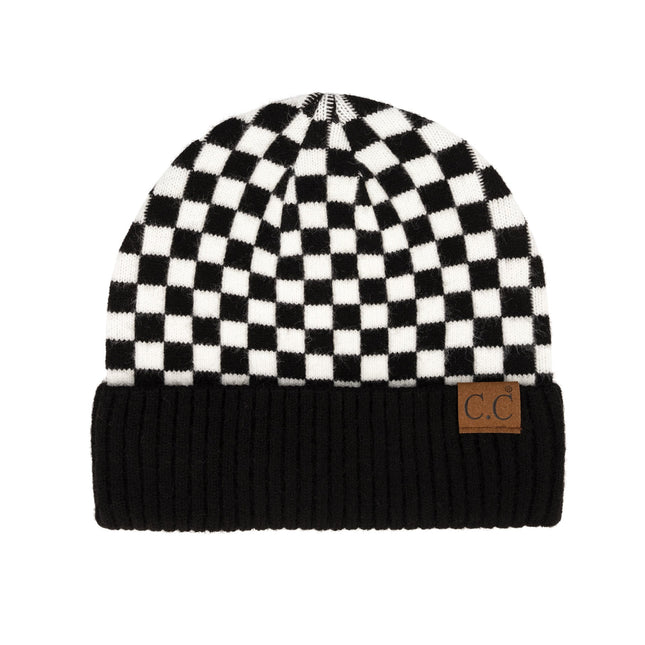 CC Wool Check Pattern Beanie | Anti-Pilling ( HAT-4003 )