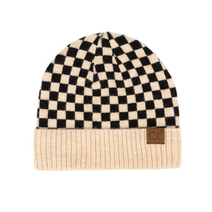 CC Wool Check Pattern Beanie | Anti-Pilling ( HAT-4003 )