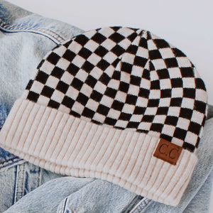 CC Wool Check Pattern Beanie | Anti-Pilling ( HAT-4003 )