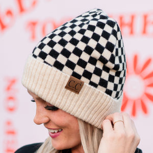 CC Wool Check Pattern Beanie | Anti-Pilling ( HAT-4003 )