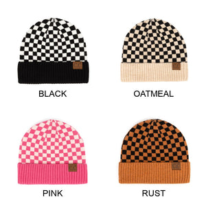 CC Wool Check Pattern Beanie | Anti-Pilling ( HAT-4003 )