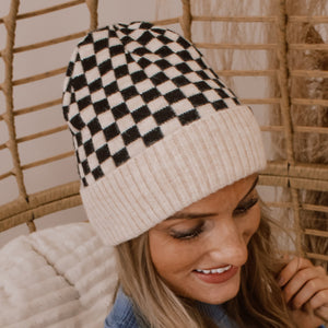 CC Wool Check Pattern Beanie | Anti-Pilling ( HAT-4003 )