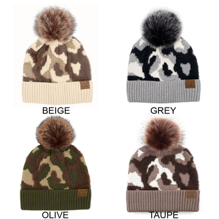 CC Chenille Camo Abstract Print Beanie ( HAT-4005 )