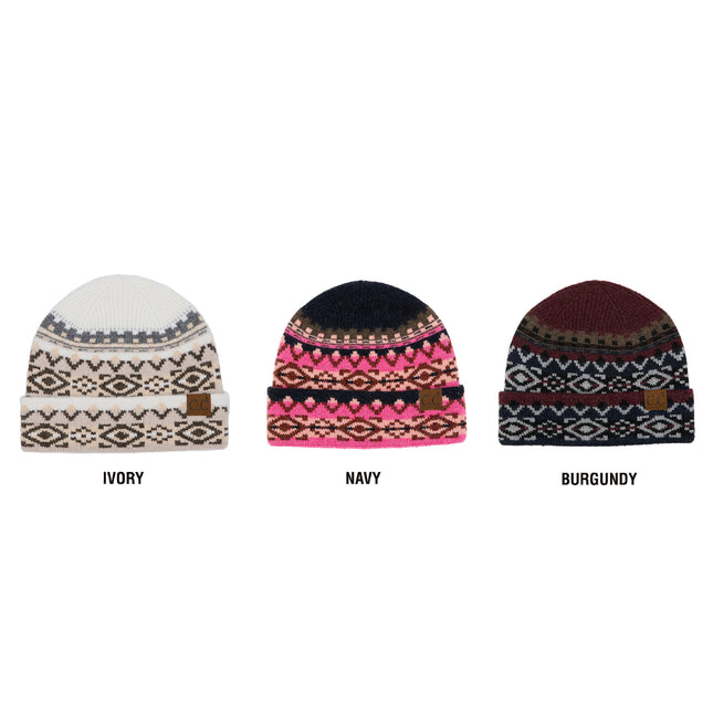 CC Cuffed Popular Pattern Beanie ( HAT-4006 )