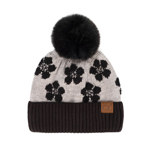 CC Chenille Daisy Pattern Beanie ( HAT-4009 )