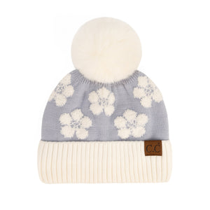 CC Chenille Daisy Pattern Beanie ( HAT-4009 )